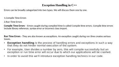 Exception Handling in C++