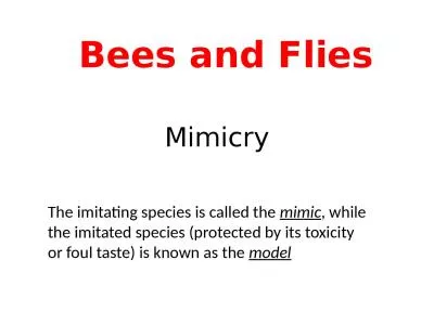 Mimicry Bees and Flies The imitating species is called the