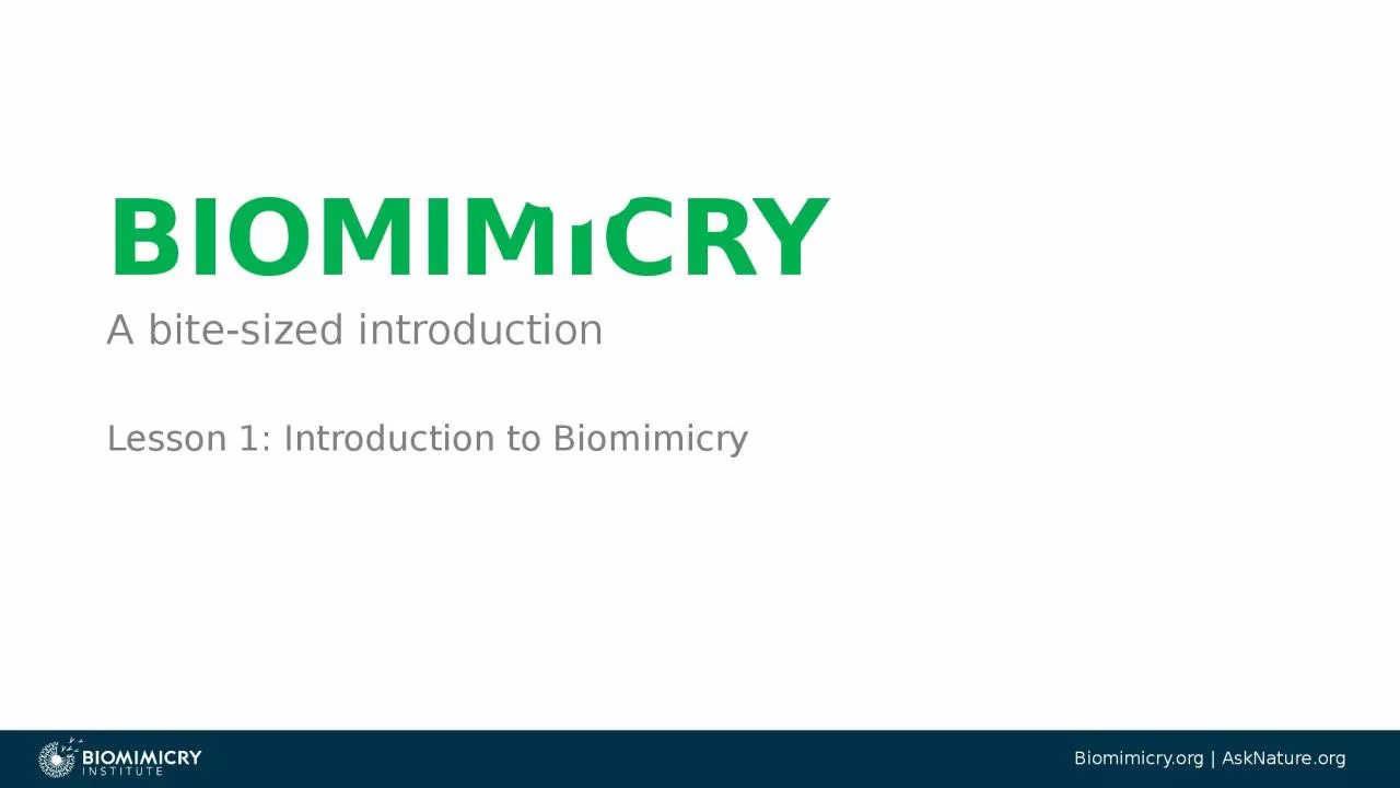 PPT-BIOMIMICRY A bite-sized introduction