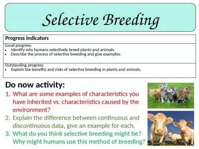 Selective Breeding Progress indicators