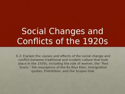 Social Changes and Conflicts of the 1920s