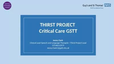 THIRST PROJECT  Critical Care GSTT