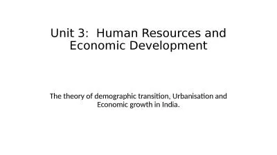 Unit 3:  Human Resources and Economic Development