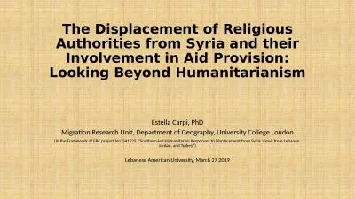 The Displacement of Religious Authorities from Syria and their Involvement in Aid Provision:
