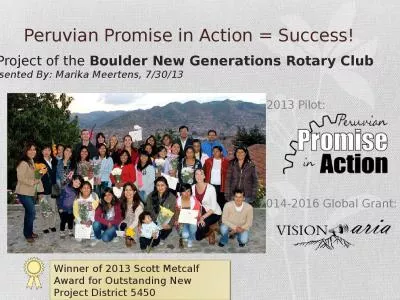 Peruvian Promise in Action = Success!