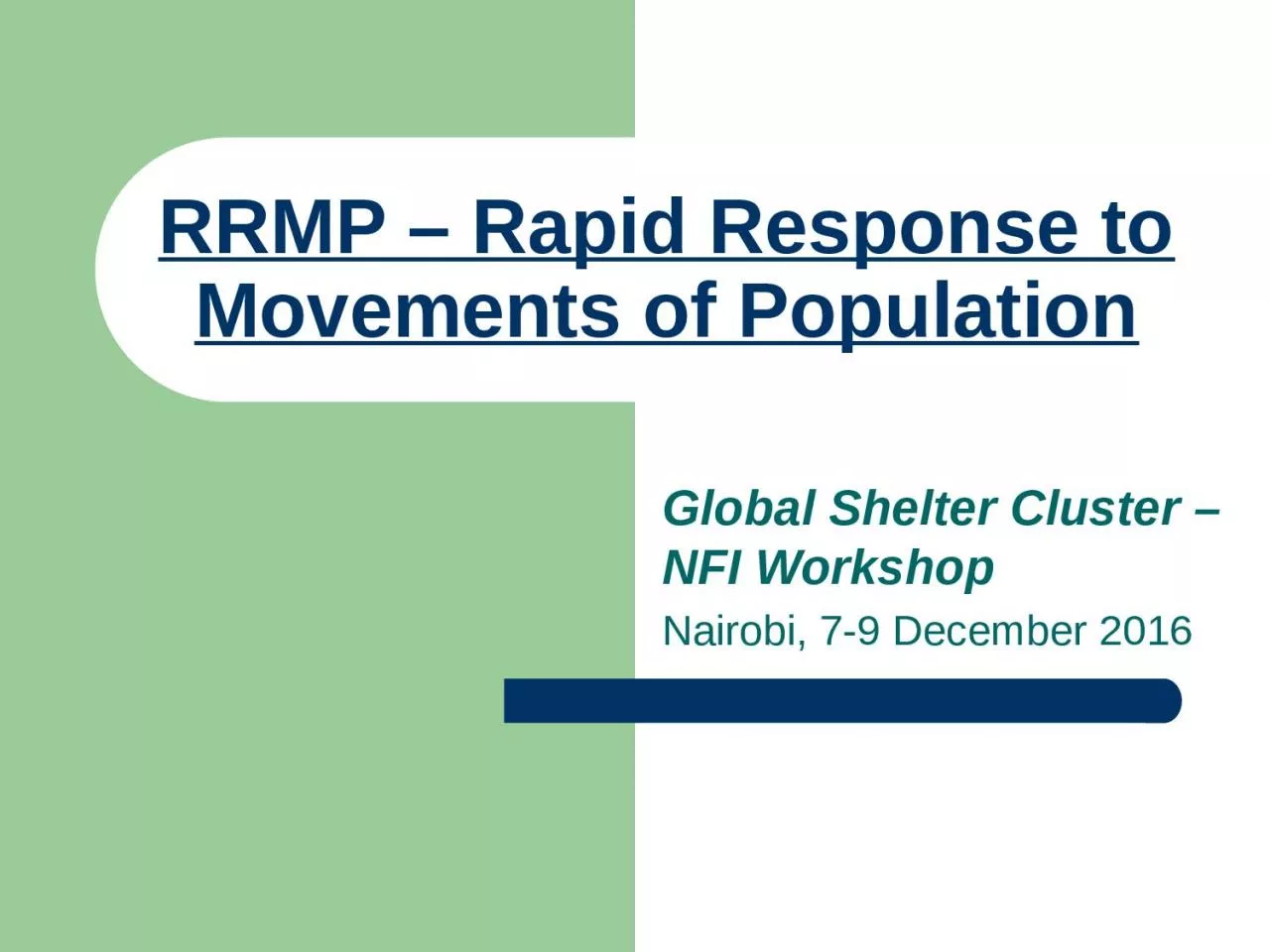 PPT-Global Shelter Cluster – NFI Workshop