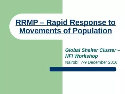 Global Shelter Cluster – NFI Workshop