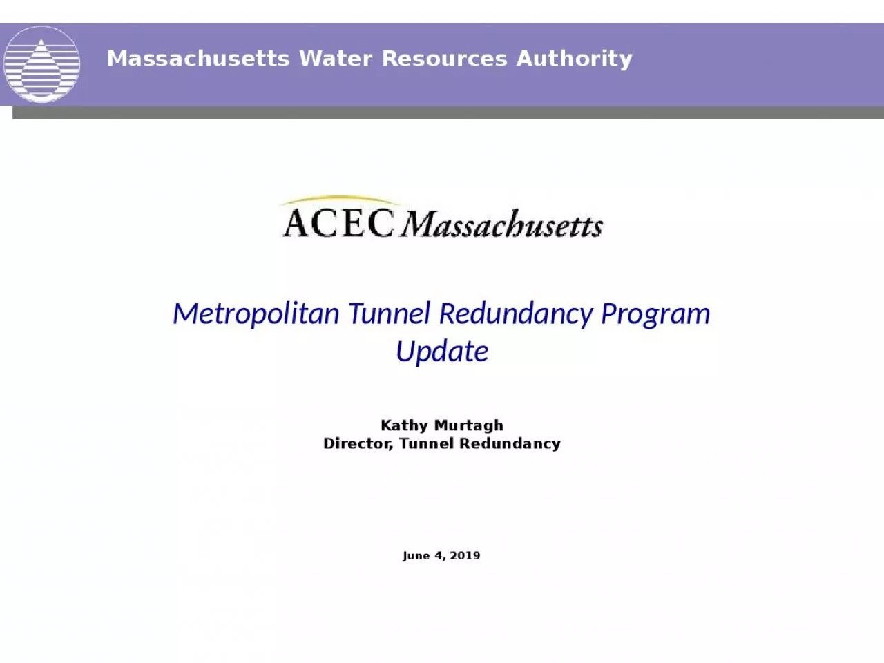 Metropolitan Tunnel Redundancy Program Update