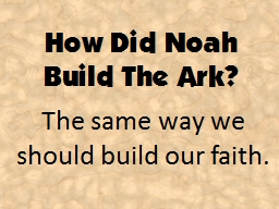 How Did Noah  Build The Ark?