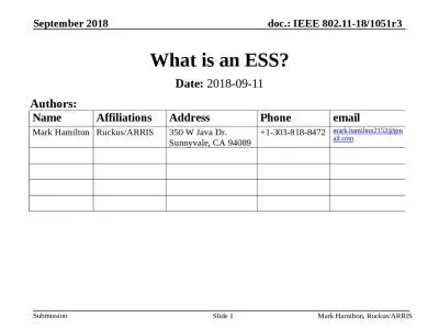 What is an ESS? Date:  2018-09-11