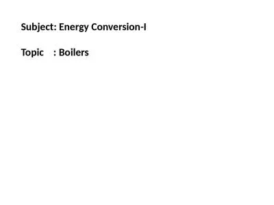 Subject: Energy Conversion-I