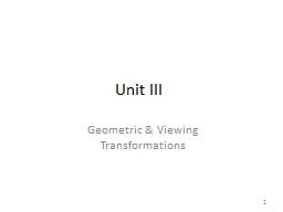 Unit III 	 Geometric  & Viewing Transformations