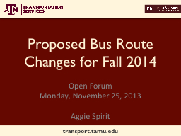 Proposed Bus Route Changes for Fall 2014
