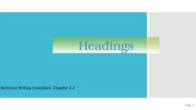 Page    1 Headings Technical Writing Essentials, Chapter 3.2