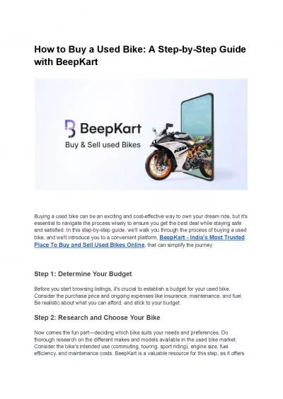 How to Buy a Used Bike: A Step-by-Step Guide with BeepKart