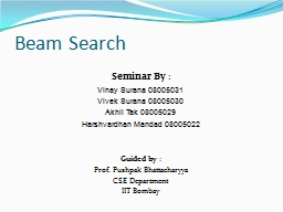 Beam Search Seminar By  :