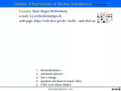 Outline: A brief history of Nuclear Astrophysics