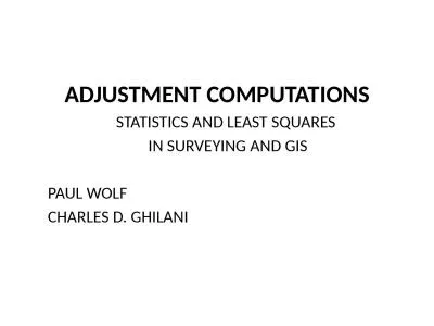 ADJUSTMENT COMPUTATIONS STATISTICS AND LEAST SQUARES
