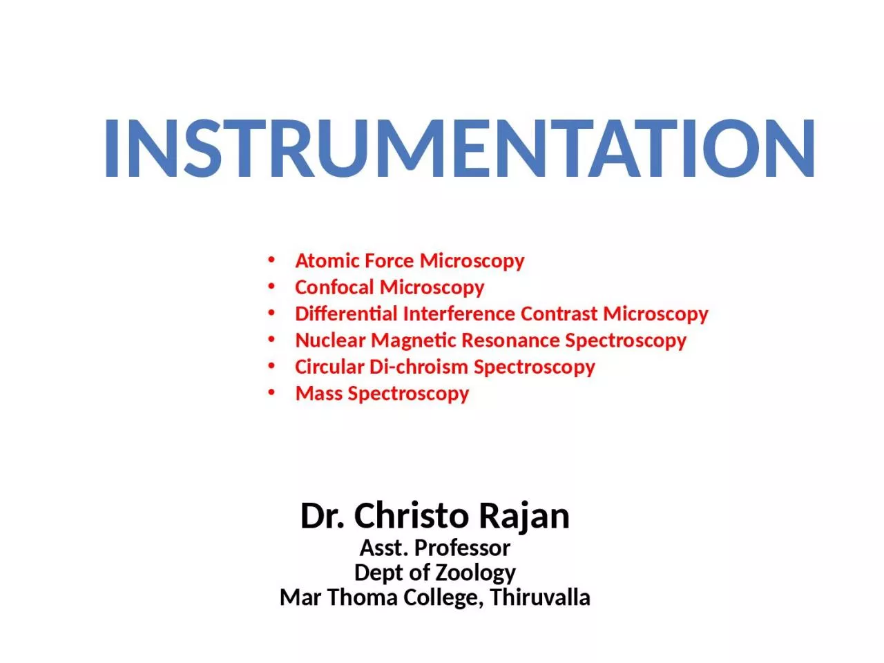 PPT-Dr. Christo Rajan Asst. Professor