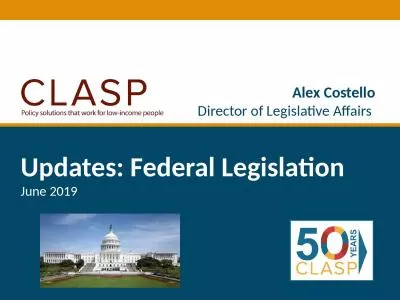 Updates: Federal Legislation