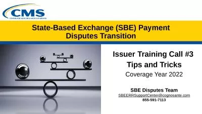 State-Based Exchange (SBE) Payment Disputes Transition