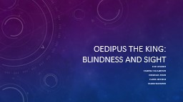 Oedipus The King: Blindness and Sight