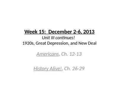 Week 15:  December 2-6, 2013