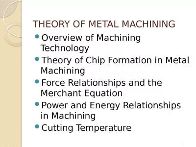 I THEORY OF METAL MACHINING