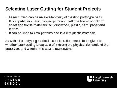 Selecting Laser Cutting for Student Projects