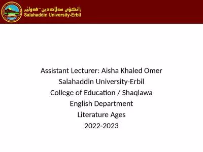 Assistant Lecturer: Aisha Khaled Omer