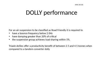 DOLLY  performance For an air-suspension to be classified as