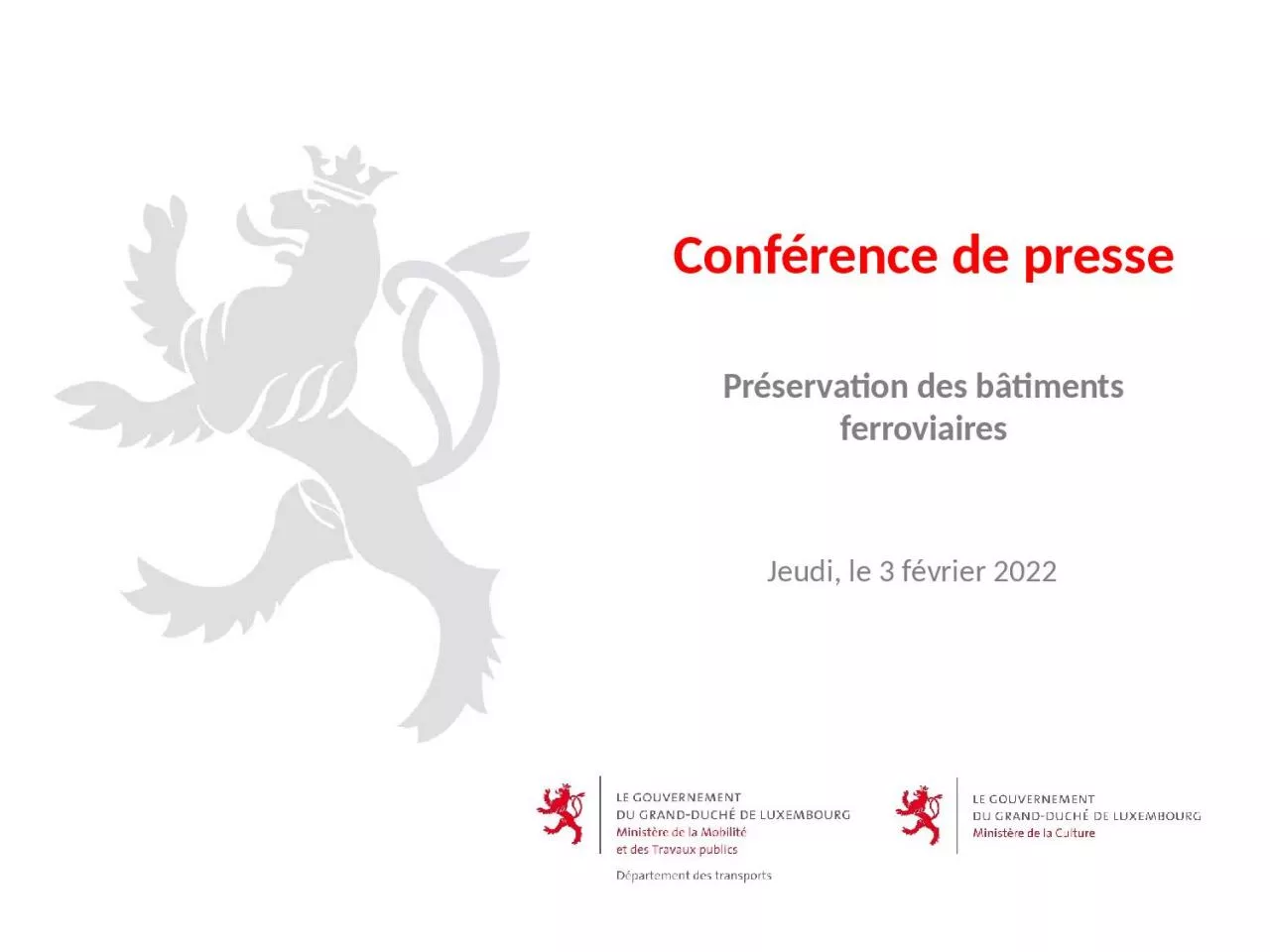 PPT-Conférence de presse Jeudi, le 3 février 2022