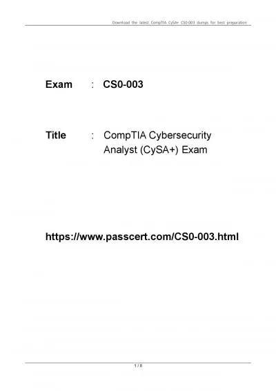 CompTIA CySA+ CS0-003 Certification Dumps
