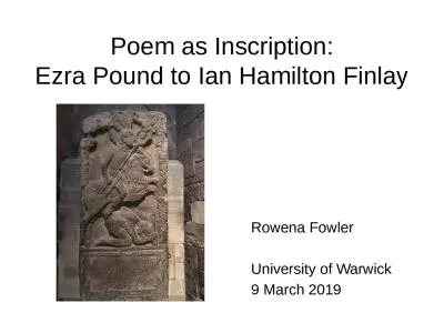 Poem as  Inscription: Ezra