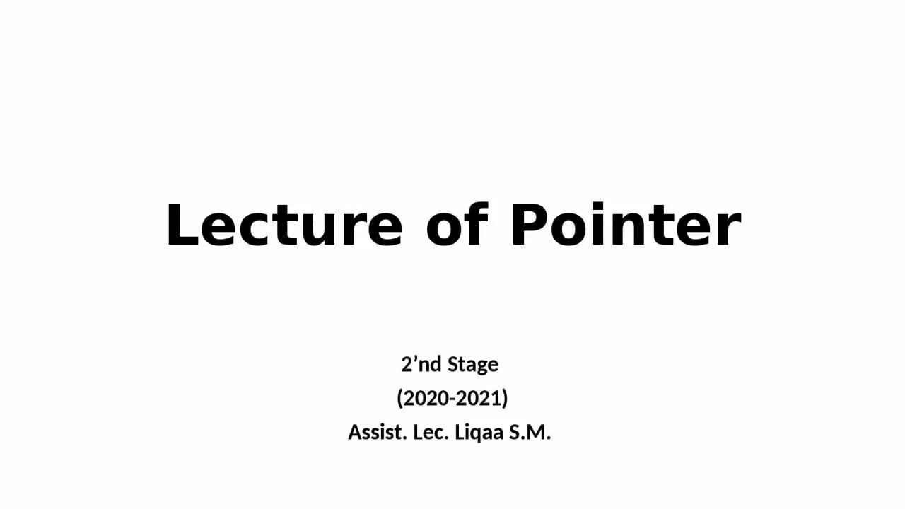 PPT-Lecture of Pointer 2’nd Stage