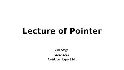 Lecture of Pointer 2’nd Stage