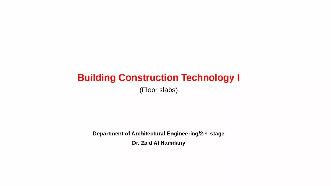 PPT-Building Construction Technology I