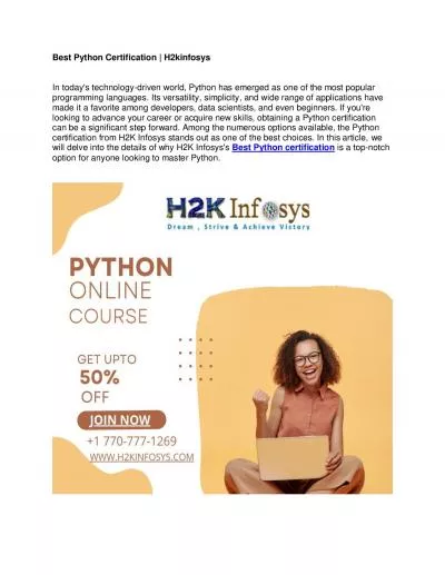 Best Python Certification | H2kinfosys