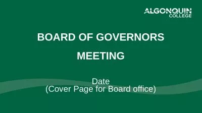 BOARD OF GOVERNORS MEETING