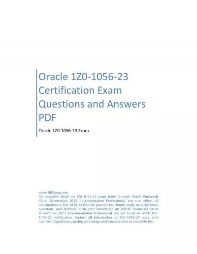 Oracle 1Z0-1056-23 Certification Exam Questions and Answers PDF