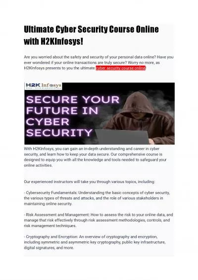 Ultimate Cyber Security Course Online with H2KInfosys!