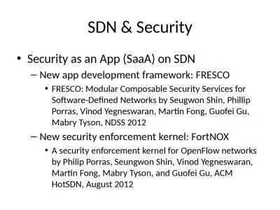 SDN & Security Security as an App (