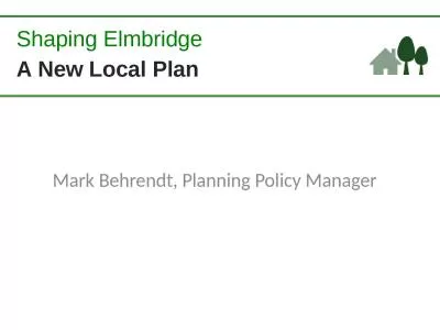 Mark Behrendt, Planning Policy Manager