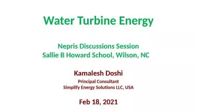 Kamalesh Doshi Water Turbine Energy