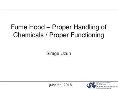 Fume Hood – Proper Handling of Chemicals / Proper Functioning