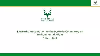 SANParks  Presentation to the Portfolio Committee on Environmental Affairs