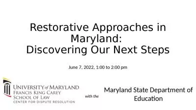 Restorative Approaches in Maryland: