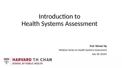 Introduction to  Health Systems Assessment