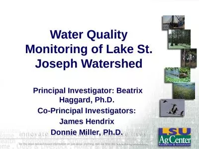 Water Quality Monitoring of Lake St. Joseph Watershed