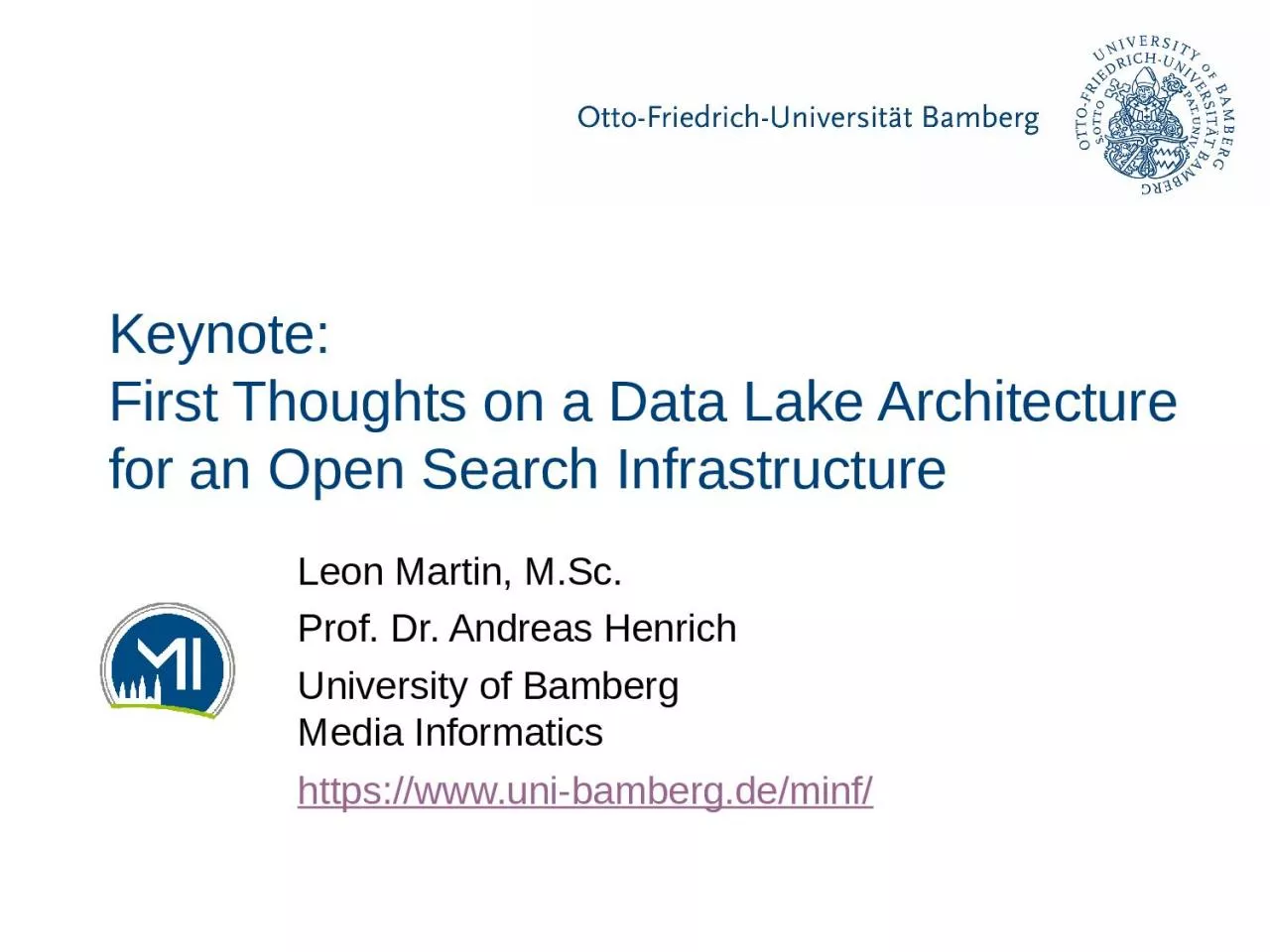 PPT-Keynote: First Thoughts on a Data Lake Architecture for an Open Search Infrastructure